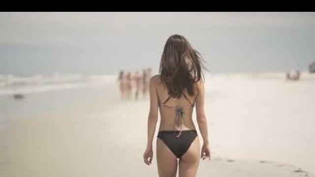 'Bikini Girl Lady Beauty Walk naked fashion at sea'