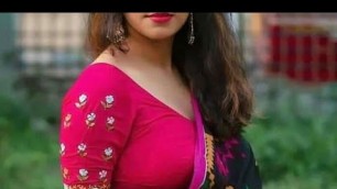 'Indian model in saree।। Hot girls in transparent clothes।। Hot Desi bhabhi video।। saree draping'