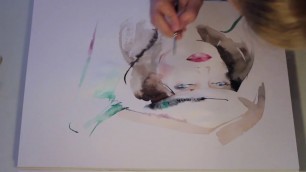 'Quick Watercolor Drawing of Fashion Portrait. Watercolour'