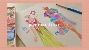 'FASHION ILLUST PT. 2 ☁️ real time watercolor painting and a lil q&a'