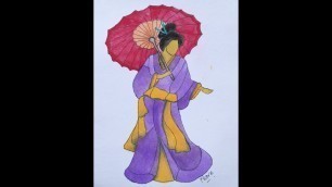 'Japanese Kimono Dress | Watercolour Painting | Fashion Illustration |'