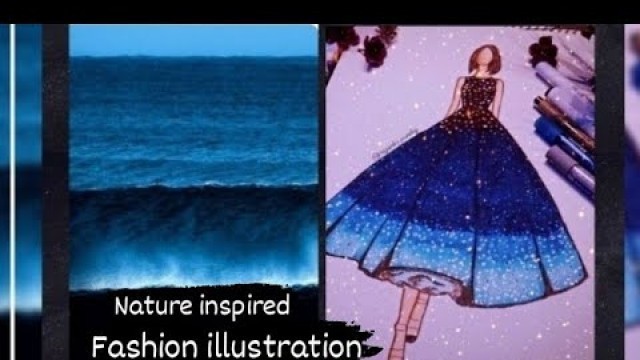 '@Priyanka Pandey Fashion Show themes and ideas l Nature inspired fashion illustration l sea view'