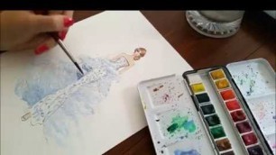 'Drawing process - watercolor fashion illustration'