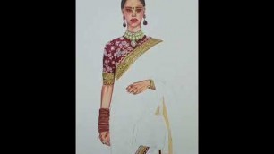 'fashion illustration Speed drawing of a beautiful Indian women in saree #shorts #shortsvideovirel'