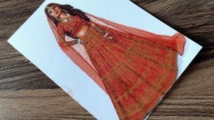 'Painting a Red Bridalwear Illustration | Fashion Illustration | Braided art'