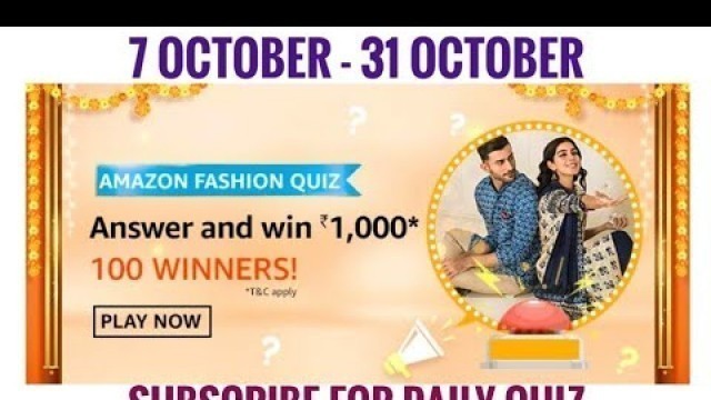 'Amazon Fashion Quiz Answers Today | Win 1000 Pay Balance | 7 October 2020'