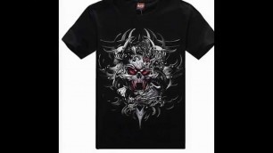 'Mens T-Shirt shirts Biker Heavy Metal Wear Goth Rock Skull reaper Black Blank'