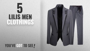 'Top 10 Lilis Men Clothings [ Winter 2018 ]: Lilis Men\'s Fashion Gray 3 Pieces Men Suits Wedding'