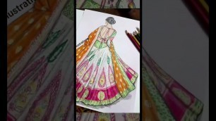 'Bridal lehenga Drawing /Fashion Illustration/SABA the Fashionist #shorts'