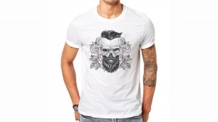 '100% Cotton Summer Sketch Beard Skull Design Men T Shirts Fashion Harajuku Design Man Short Sleeve T'