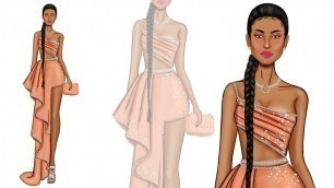 'Fashion Illustration: How to draw high low layer dress'