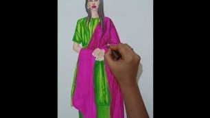 'fashion illustration Speed drawing of a beautiful Indian women in Indian dress #shorts #shortsviral'