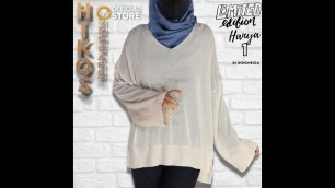 'HIKOS Aimi Style Hijabers Korean Style Sweater Wanita Lengan Panjang Kerah V Neck Warna Cream'