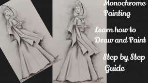 'Monochrome Painting l Fashion Illustrations l Watercolor Painting I Step by Step guide for Beginners'