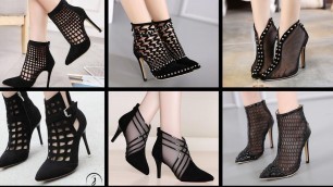 'Woman fashion pointed toe Chelsea zipper buckles block high heels ankle boots 2022'