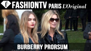 'Burberry Arrivals ft Cara Delevingne & Kate Moss | London Fashion Week Spring 2015 | FashionTV'