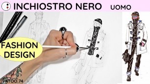 'Figurino Maschile con Inchiostro Nero Fashion Design | Patoo74 Lavoro Moda'