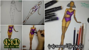 'Fashion Illustration Drawing and coloring'