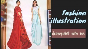 'Fashion illustration(Indian) | Watercolor portrait timelapse'