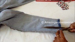 'DIY : Converting Loose Jeans to Fit Jeans/with the Simple Technique -Stylish & Trendy'