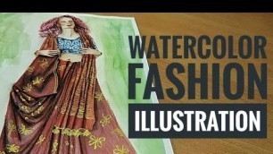 'Watercolor Fashion Illustration// Indian Wear // Saree'