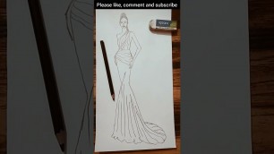 'Fitted Flourlength gown || Fashion Drawing ||Artillustration #shorts #trending #viral #youtubeshorts'