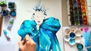 'How to draw a fashion illustration of Valentino Couture by watercolor.'