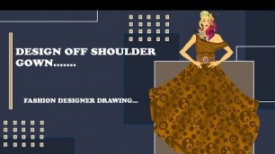 'latest 2022 gown design|fashion illustration tutorial in Photoshop|digital drawings#artist #sketch'