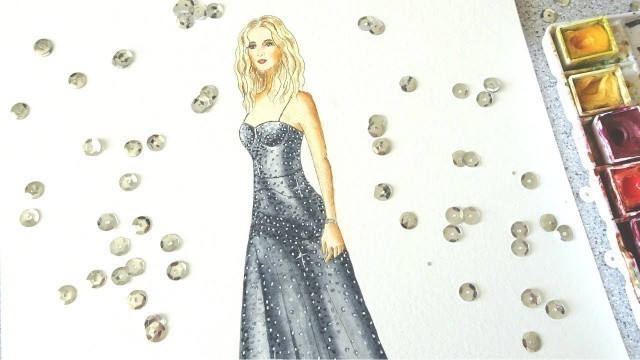 'How to Paint Sequins with Watercolor - Fashion Illustration'