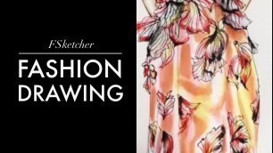 'MULTICOLORED FLORAL CHIFFON DRESS. Elie Saab | Fashion Drawing'