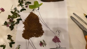 'Creative art fashion design using coffee and Flower from the Garden'