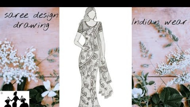 'Indian saree design drawings | pencil art | fashion illustration |'