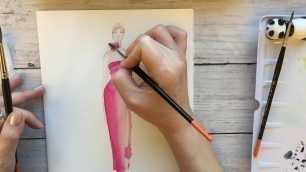 'Watercolor Fashion Illustration | Lady in Red'