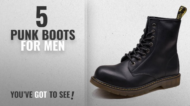 'Top 10 Punk Boots [ Winter 2018 ]: OUOUVALLEY Men\'s Lace-Up Genuine Leather Waterproof Combat Boots'