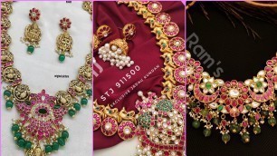 'Latest necklace designs||Temple necklace designs||Trendy temple jewellery collection 