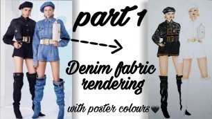 'Denim rendering //denim dress illustration// fashion illustration//2021 // watercolor,pencil colour'