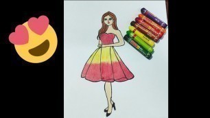 'How to draw a girl with beautiful dress || dress design drawing model || beautiful girl drawing'