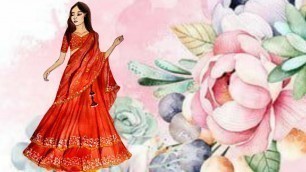 'How to make fashion bride |fashion illustration |watercolor on paper |indian bride'