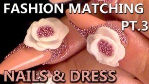 'Nude Nail with Acrylic Flower & Micro Beads - Nail Tutorial - Fashion Matching Nail Art'