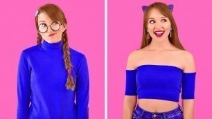 'COOL DIY CLOTHES HACKS || Girly Clothes Transformation Ideas by 123 GO!'
