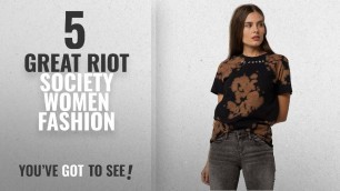 'Riot Society Women Fashion [2018 Best Sellers]: Riot Society Extra Tee, Black Combo, Large'