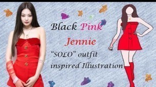 'Blackpink Jennie \"Solo\"Outfit Inspired Digital Art Fashion Illustration'