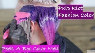 'Pulp Riot Fashion Color | Graduated bob | Peek-a-boo Color melt | Pops of Color | Salon 124 Group'