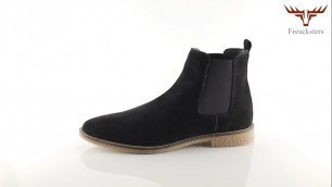 'Freacksters Suede Leather Black Color Chelsea Boots For Men – 360 Degree View #Chelseaboots'