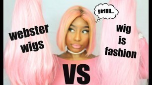 'TRYING THESE PINK SYNTHETIC WIGS! | WEBSTER WIGS VS WIG IS FASHION! 2017 #websterwigs #wigisfashion'