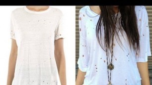 'DIY Fashion | Edgy T-Shirt With Holes | Designer DIY'