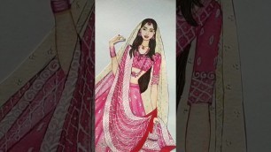 'Fashion illustration with poster color | easy girl drawing | wedding dress illustration'