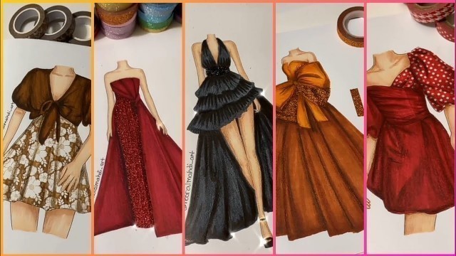 'TAPE TO IMPRESS: DRAWING OF BEAUTIFUL  DRESSES MADE WITH A TAPE'