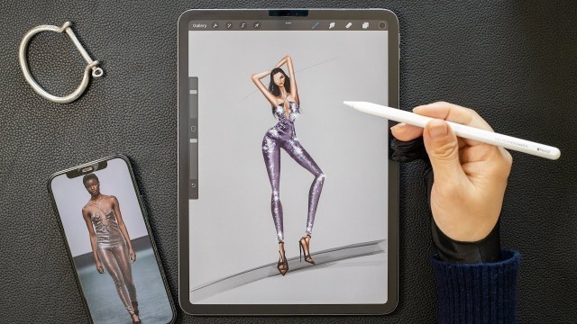 'Fashion illustration tutorial: Sequins Suits, with Procreate on iPad Pro'
