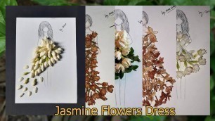 'How to Make Jasmine Dress/ Floral art- Fashion illustration'